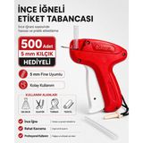 Elroy Ince Iğneli 5 mm Kılçık Tabancası 500 Adet Kılçık Hediyeli Türban Gelinlik Kuaför Ergonomik Etiket Tabancası