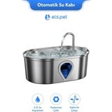 Els Pet Kedi Köpek Su Pınarı Çelik 3.5l (ELS-WF170) | Sessiz ve Hijyenik Otomatik Su Kabı