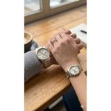 ELSA AKSESUAR Çift saati gümüş içi beyaz kombin saat