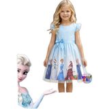 Elsa Anna Frozen Elbise Mavi Elbise Elsa Anna Baskılı Elbise Doğum Günü Parti Düğün Davet Bayram Elbise Kostüm - 4 Yaş