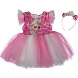 Elsa Baskılı Kız Elbise 1/4 Yaş - 6 Yaş
