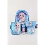 Elsa Dekomus Lisanslı Elsa Frozen Okul Çantası Kalem Çantası Beslenme Çantası Beslenme Kabı ve 500 ml Matara Okul Seti - Mor - 1
