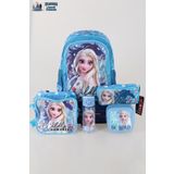 ELSA DEKOMUS LİSANSLI ELSA FROZEN OKUL ÇANTASI,KALEM ÇANTASI,BESLENME ÇANTASI,BESLENME KABI VE 500 ML MAT
