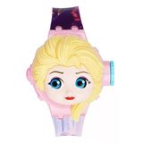 Elsa Figürlü Frozen Projeksiyonlu Dijital Oyuncak Çocuk Saati Duvara Yansıtmalı