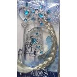 Elsa Frozen Yeni Model 3 Lü Set Elsa Taç,Elsa Saç Ve Elsa Asa Tokalı Set Mavi Renk