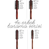 Elsa Professional Erkek Saç Bakım Seti 4'lü Tarama Fırçası Maun Renkli 48 40 33 30 mm