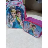 Elsa ve Anna Karakterli 3 Bölmeli Beslenme Çantalı Ilkokul Çocuğu Çantası - Pembe - Mavi