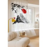 Else Halı Japon Dağları Manzara Desenli Dijital Baskı Tül Perde Salon Mutfak Yatak Odası 140x260cm