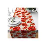 Else Halı Kırmızı Gelincik Çiçek Desenli Dijital Baskı Yıkanabilir Dekoratif Runner 40x140cm