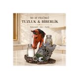 ELSELİFE 3D At Figürlü Tuzluk Biberlik Seti Dekoratif Baharatlık Mutfak Sofra Ev Hediyesi Özel Tasarım 16 cm.