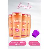Elseve Dream Long 4x450 ml Onarıcı Şampuan + Lionesse Mor Yüz Temizleme Fırçası