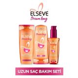 Elseve Dream Long Onarıcı Bakım Şampuanı 350 ml Saç Bakım Kremi 360 ml mükemmel Düz Pürüzsüzleştici Serum