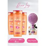 Elseve Dream Long Onarıcı Şampuan 360 ml X 3 Parça Mor Renkli Saç Fırçası ile Birlikte - 1