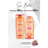 Elseve Dream Long Onarıcı Şampuan 390 Ml, Bakım Kremi 360 ml ve Masaj Şampuan Fırçası Pembe