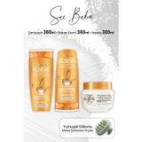 Elseve Elseve Mucizevi Hindistan Cevizi Şampuan 360 ml Krem 360 ml Maske 300 ml ve Yeşil Masaj Şampuan Fırçası