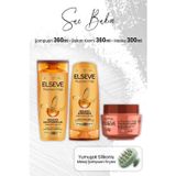 Elseve Elseve Mucizevi Yağ Amla Yağı Şampuan 360 ml Bakım Kremi 360 ml Maske 300 ml ve Yeşil Masaj Şampuan Fırçası
