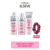 ELSEVE Glycolic Gloss Parlaklık 3'lü Saç Bakım Seti: Şampuan, Saç Kremi, Laminasyon + Saç Tokası Hediye
