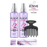 Elseve Hydra Hyaluronic Nem İle Dolgunlaştıran 2x150 ml Saç Bakım Serumu + Saç Açma Tarağı