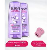 Elseve Hydra Hyaluronik 2x390 ml Saç Kremi + Lionesse Pembe Yüz Temizleme Fırçası