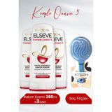 Elseve Komple Onarıcı 5 3x360 ml Saç Kremi + Lionesse Yuvarlak Mavi Saç Fırçası