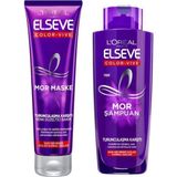 Elseve Loreal Color-Vive Mor Şampuan 200 ml ve Mor Maske 150 ml Tüm Saçlar İçin Besleyici