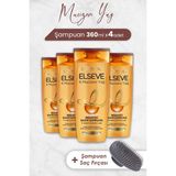 Elseve Mucizevi Besleyici Amla Yağı 4x360 ml Şampuan + Şampuan Fırçası