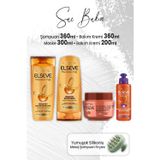 Elseve Mucizevi Yağ Amla Şampuan 360 ml Bakım Kremi 360 ml Maske 300 ml Krem 200 ml ve Yeşil Masaj Şampuan Fırçası