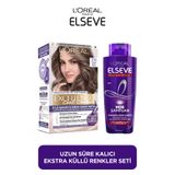 Elseve Turunculaşma Karşıtı 200 ml Mor Şampuan + Excellence Cool Creme 7.11 Ekstra Küllü Kumral Saç Boyası