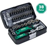 Elta 1/4" Altı Köşe Cırcırlı Lokma Anahtar ve Bits Uç Seti 38 Parça