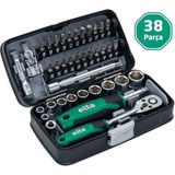 Elta 14000 005078 1/4” Cırcır Lokma Anahtar & Bits Set (38 Parça, Mm) - Gri