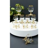Elta Collection 12 Parça Gold Kahve Yanı 6 Lı Su Bardağı ve 6 Lı Lokumluk - Şekerlik - 495 Adet