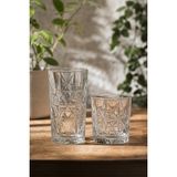 Elta Collection 12 Parça Kristal Görünümlü Su Takımı – 6 Uzun 6 Kısa Bardak Seti – Şık Desenli Su ve Meşrubat Bardağı - keops - Şeffaf