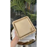 Elta Collection 24X24 cm Gold/gümüş Paslanmaz Çelik Kahve Sunum Tepsisi | Dekoratif Kare Servis Tepsisi - 1 adet