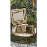 Elta Collection 24X24 cm Gold/gümüş Paslanmaz Çelik Kahve Sunum Tepsisi | Dekoratif Kare Servis Tepsisi - 2 adet