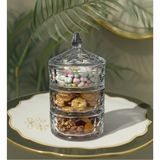 Elta Collection 3 Katlı Kristal Cam Şekerlik – Lokumluk, Kurabiyelik, Çerezlik, Sunumluk - Tek Ebat