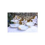 Elta Collection 3 Parça Metal Ayaklı Porselen Pasta Sunumluk Kurabiyelik Şekerlik Set