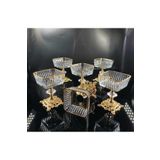 Elta Collection 6 Adet Metal Ayaklı Gold Detaylı Magnolia-kase-dondurmalık-şekerlik-sunumluk