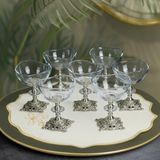 Elta Collection 6 Adet Metal Ayaklı Gümüş Detaylı Vira Magnolia-Kase-Dondurmalık-Şekerlik - Tek Ebat