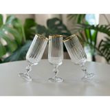 Elta Collection Bohemia Kristal Optik Kadeh Seti 6’lı – Gerçek Altın Yaldız Ağızlı Şık Cam Kadeh - 8 Adet