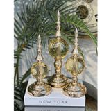 Elta Collection Büyük Boy Gold 3 Lü Dekoratif Alem Renkli Dekorlu Kristal Top Küre & Obje Aksesuar