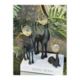 Elta Collection Dekoratif Siyah Geyik Biblo 3’Lü Set Gold Boynuzlu Kristal Toplu Ev Aksesuarı Vitrin