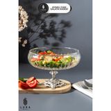 Elta Collection El Yapımı Ayaklı Gümüş Cam Salata Kasesi – Büyük Boy 22 cm , Şık Sunum ve Dekoratif Tasarım - Tek Ebat