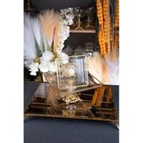 Elta Collection Gold Detaylı Metal Ayaklı Madlen 2 Boy Kare Servis Sunum Tabağı 2 Parça