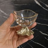 Elta Collection Inci & Çiçek Detaylı Cam Dekoratif Sunumluk | Gold Ayaklı Lüks Şekerlik, Lokumluk, Çikolatalık - incisemazen