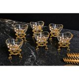 Elta Collection Inci & Çiçek Detaylı Cam Dekoratif Sunumluk | Gold Ayaklı Lüks Şekerlik, Lokumluk, Çikolatalık - incitüp
