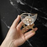 Elta Collection Inci & Çiçek Detaylı Cam Dekoratif Sunumluk | Gold Ayaklı Lüks Şekerlik, Lokumluk, Çikolatalık - papatyatüp