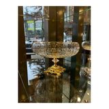 Elta Collection Lotus Kristal 24 Cm Kesme Dekor Gold Ayak Salata Kasesi Cam Sunumluk- Servis Tabağı