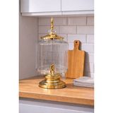 Elta Collection Lüks Cam Şerbetlik Musluklu Içecek Sebili Gold Ayaklı Cam Damacana Şerbet Sunumluk Parti ve Davet Sebili - Şeffaf - 4 lt