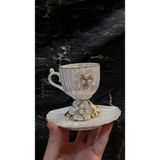 Elta Collection Lüks Figürlü Detaylı Kahve Fincanı Takımı | Gold Ayaklı Şık Türk Kahvesi Fincanı - Gold - Beyaz