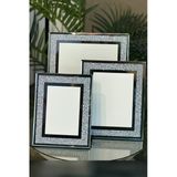 Elta Collection Lüks Gümüş Taşlı Cam Fotoğraf Çerçevesi 3’Lü Set (10X15 – 13X18 – 20X25 Cm) Vitrin
